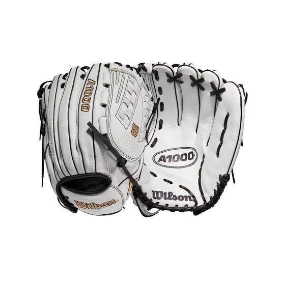A1000® V125 12.5” Fastpitch Outfield & Pitcher Glove. White Full Grain leather with a 12.5”