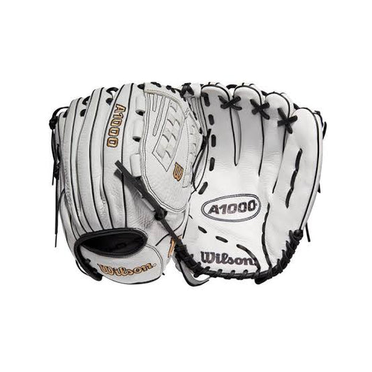 A1000® V125 12.5” Fastpitch Outfield & Pitcher Glove. White Full Grain leather with a 12.5”